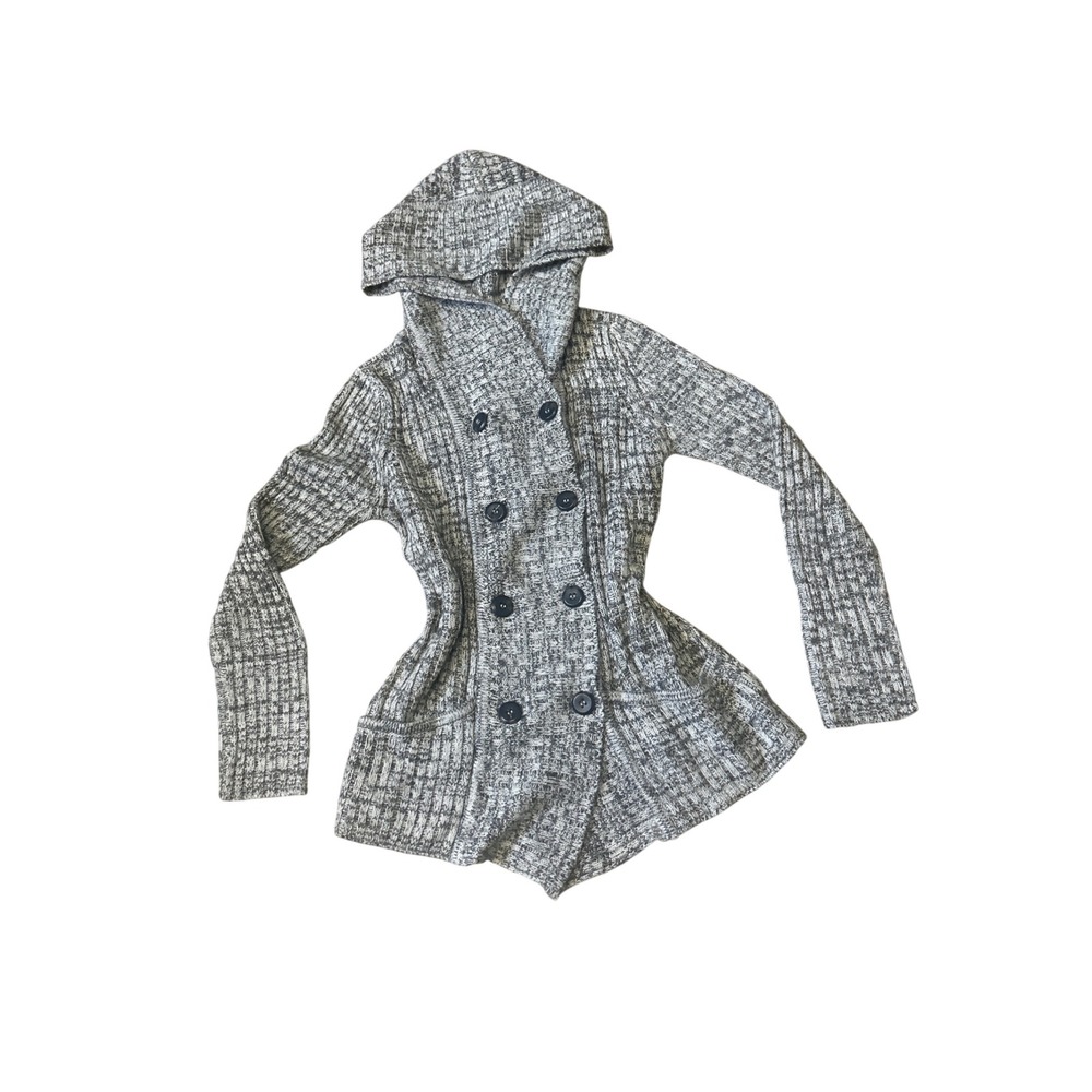 Bella Swan‎ Vibe Effeci Women's Double Breasted Hooded Cardigan Sweater  Gray